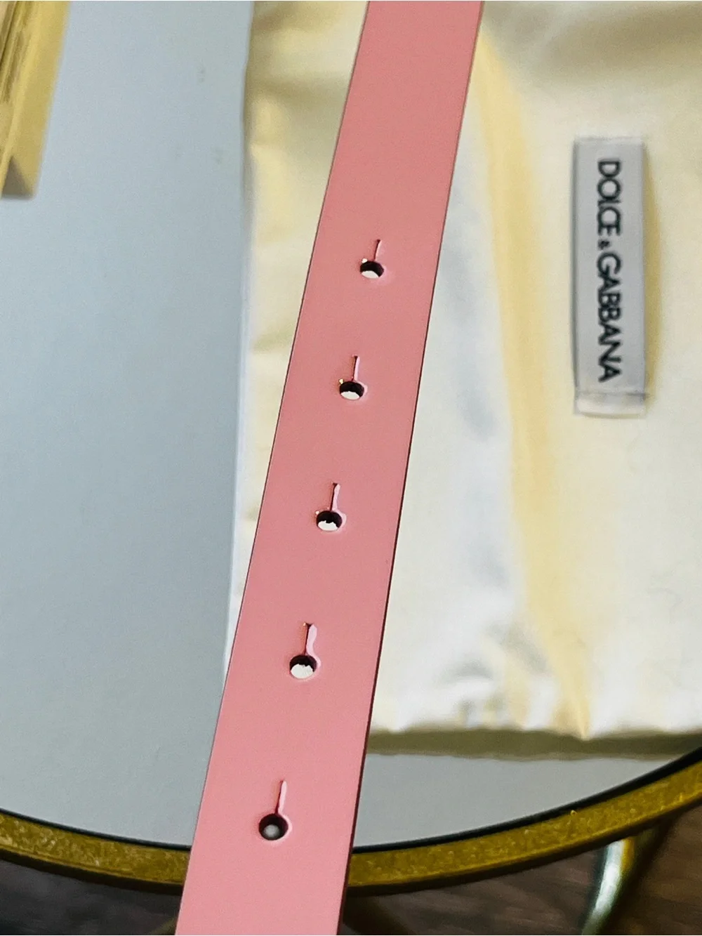 Dolce & Gabbana Pink Patent Leather Childs Belt with Gold DG Buckle